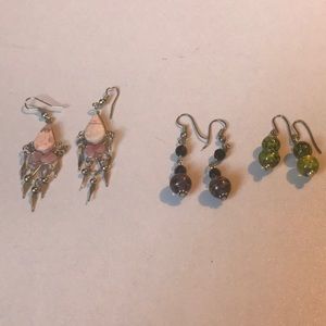 Set of three bead earrings